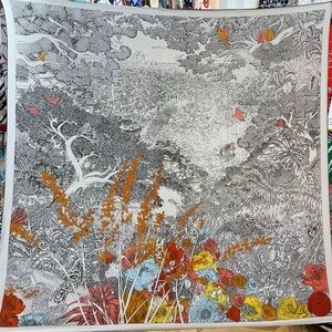 Luxury Retour A La Nature Cashmere-Silk Shawl Scarf 140cm